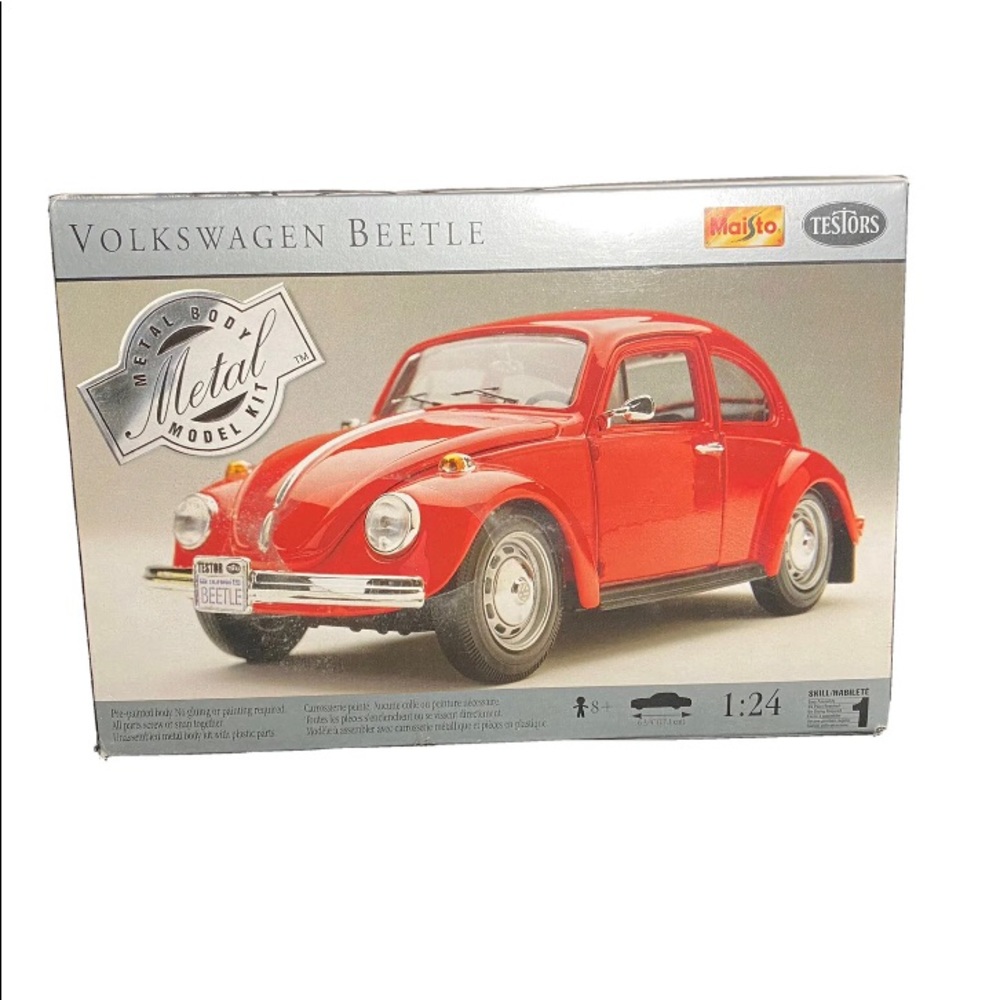 Testors Volkswagen Beetle Bug Bburago Metal Body 1/24 Model Kit Factory Sealed